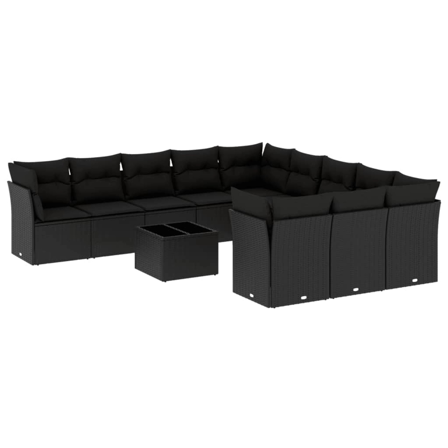 vidaXL 12-tlg Garten-Sofagarnitur mit Kissen Schwarz Poly Rattan Modell 34 günstig online kaufen