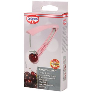 Dr. Oetker Kirschentkerner, rosa Küchenhelfer zum einfachen Entkernen von Kirschen.