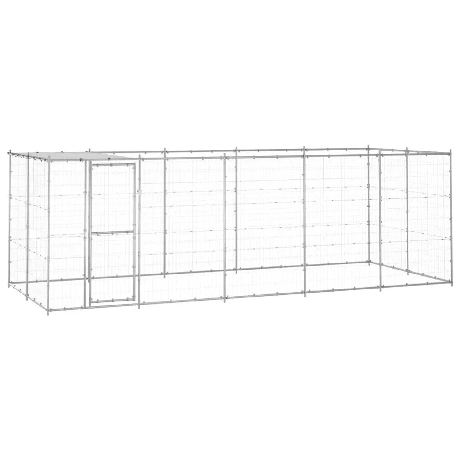 vidaXL Outdoor-Hundezwinger mit Überdachung Verzinkter Stahl 12,1 m² 3082304