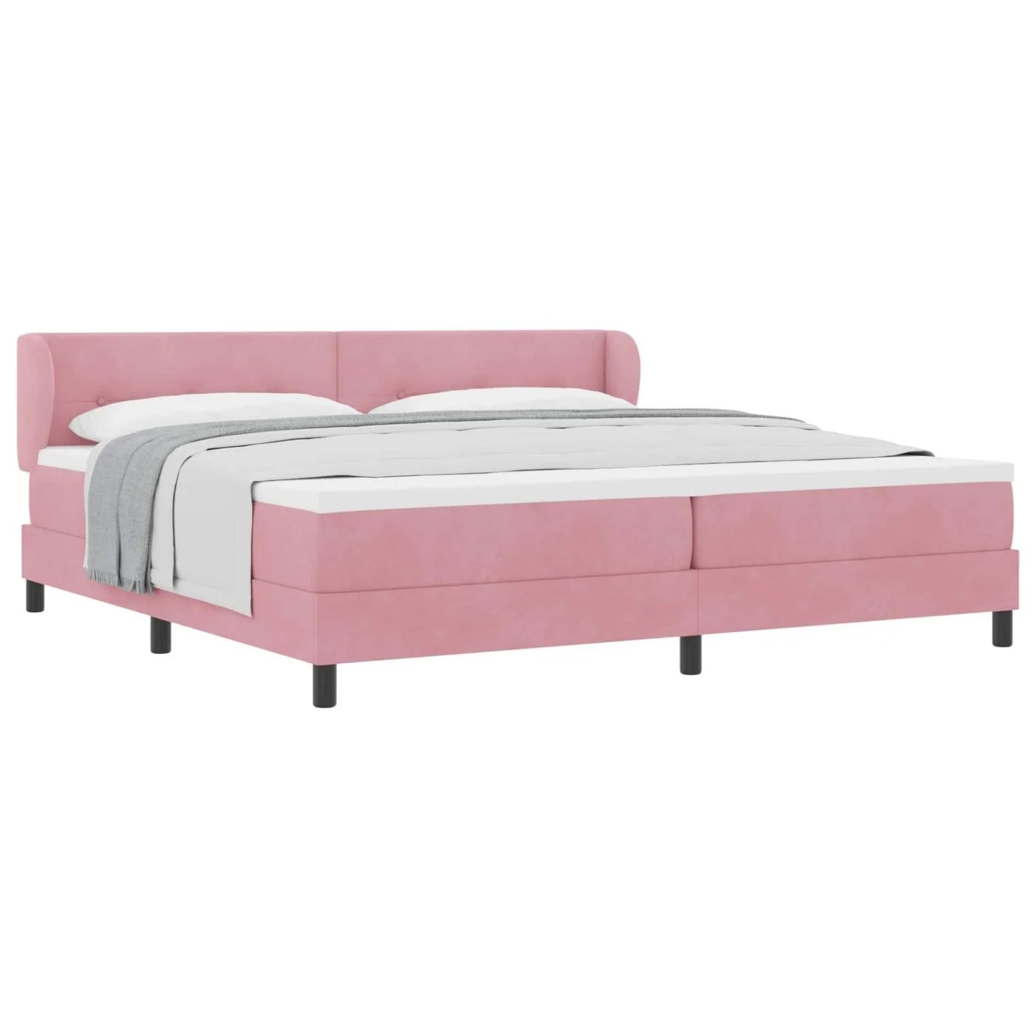 vidaXL Boxspringbett mit Matratze mit Kopfteil Rosa 200 x 200 cm Samt 3340411