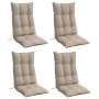 4er Set vidaXL Hochlehner Auflagen in Taupe für Gartenstühle.