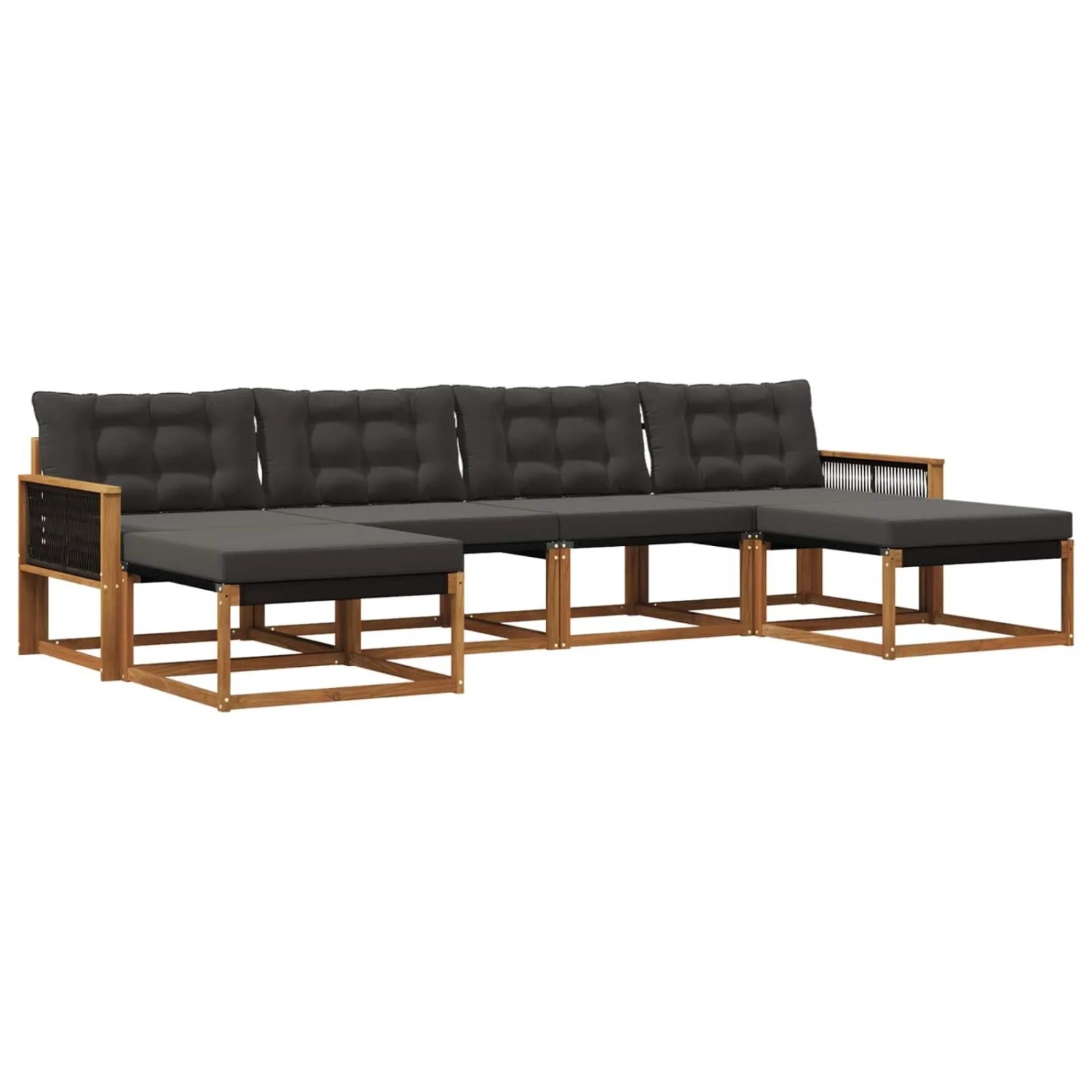 vidaXL Outdoor-Sofagarnitur mit Kissen 6 Stk Natur und Schwarz 3381600