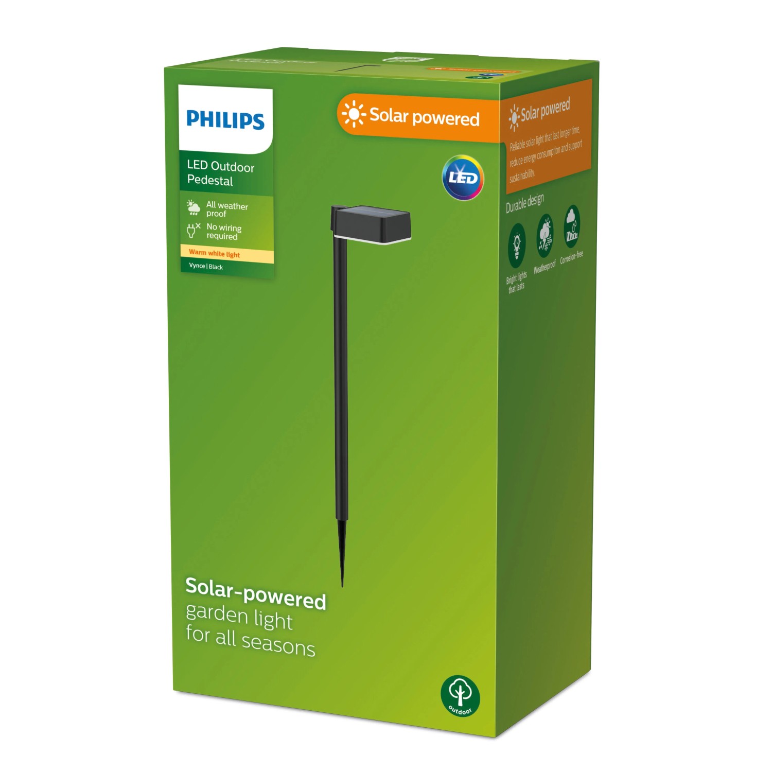 Philips Solar-Wegeleuchte Spiess Vynce, eckig, 1,5W, 2700K, im Karton. Solarleuchte für den Garten.
