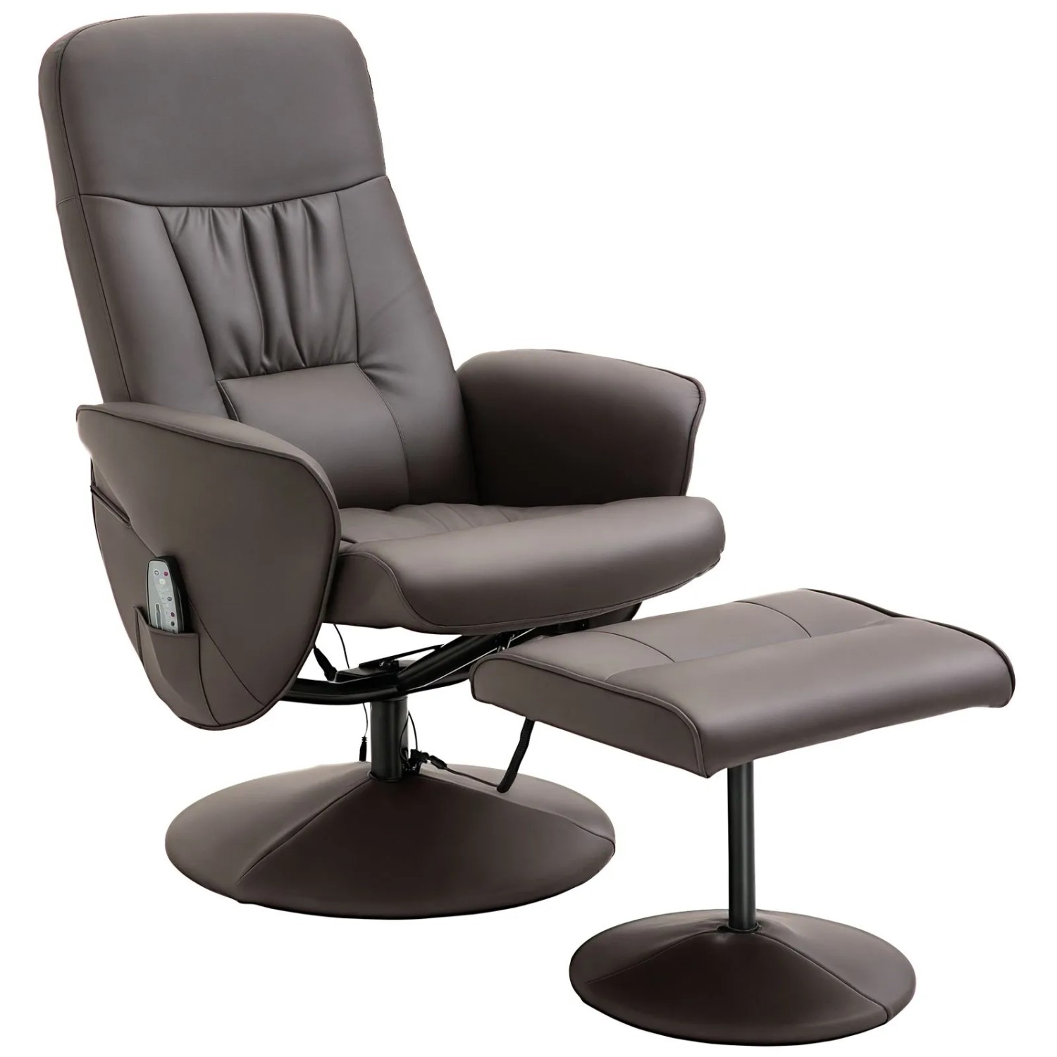 HOMCOM Massagesessel mit Fußhocker Stauraum Liegefunktion Braun 76 x 81 x 105 cm