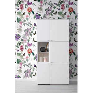 Schöner Wohnen Vliestapete New Delight Floral, weiß-grüne Fototapete mit Blumenmuster.