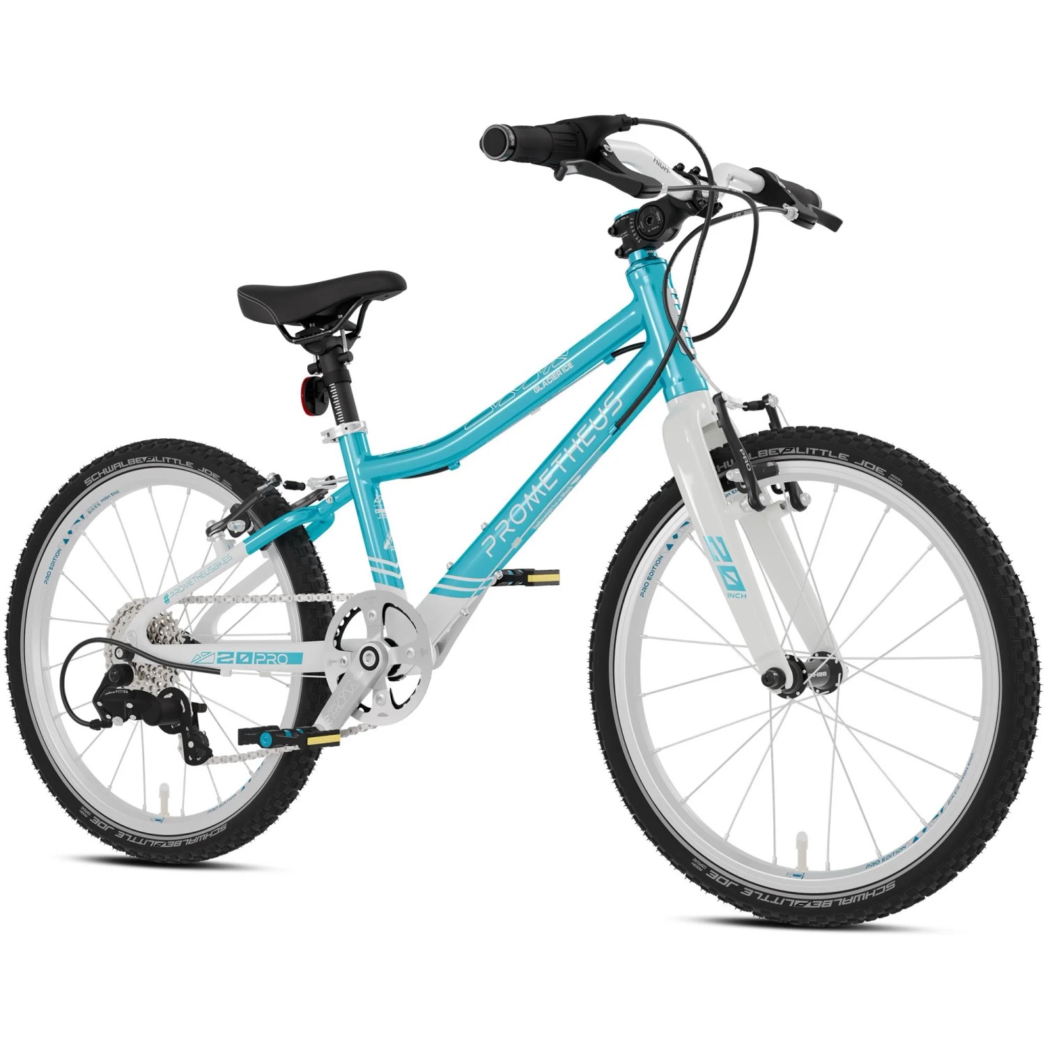 PROMETHEUS BIKES Kinderfahrrad 20 Zoll PRO ab 6 Jahren Ultraleicht 7-Gang Premium Blau Weiß