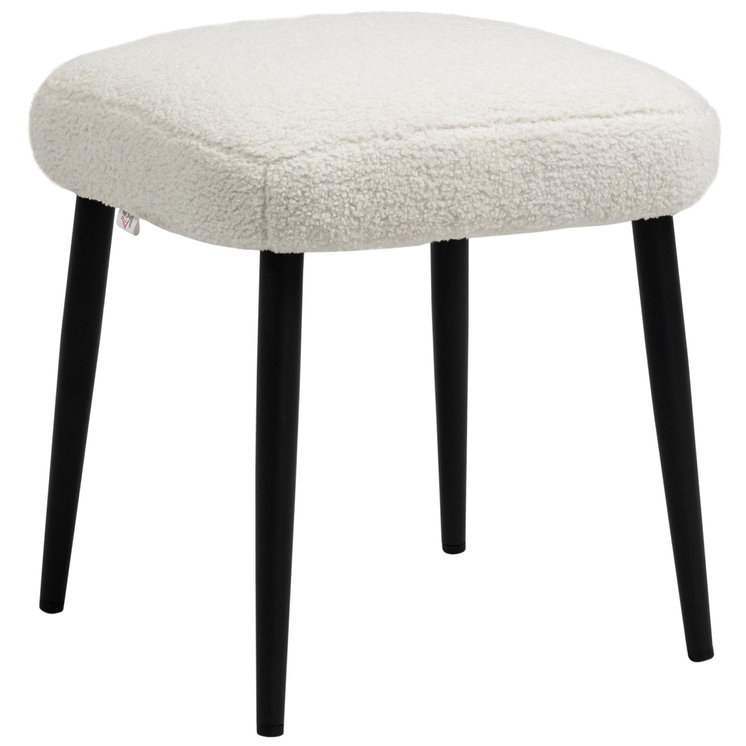 HOMCOM Fußhocker mit Kaschmir-Optik Stahlbeine Cremeweiß 42 x 42 x 47 cm