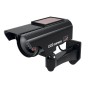 Schwarze Basi Solar Kamera Attrappe KA 311 mit blinkender LED und Wandhalterung.