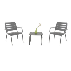 MWH Kleo Balkon Lounge-Set, 3-teilig, grau, mit 2 Stühlen und 1 Tisch.