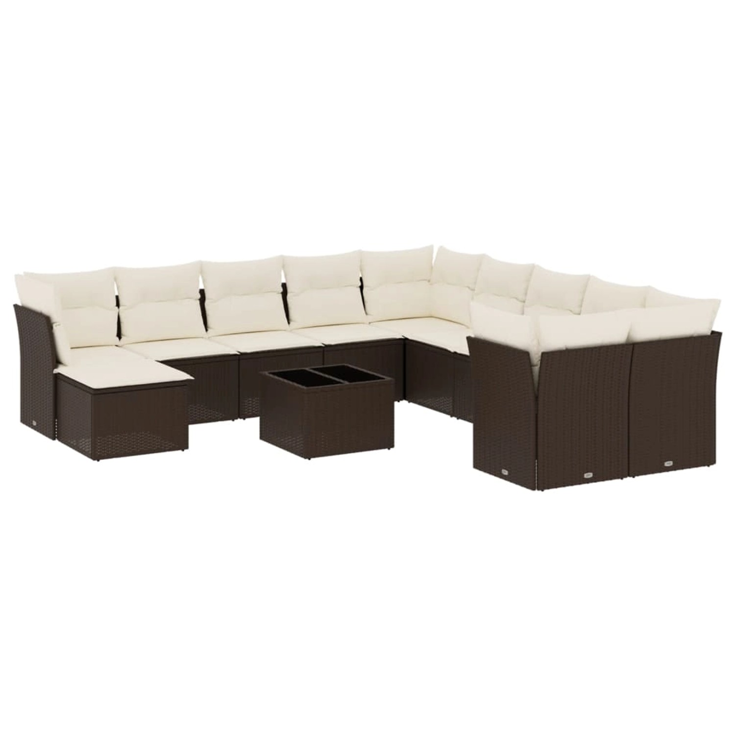 vidaXL 12-Tlg Garten-Sofagarnitur mit Kissen Braun Poly Rattan 3218623 günstig online kaufen