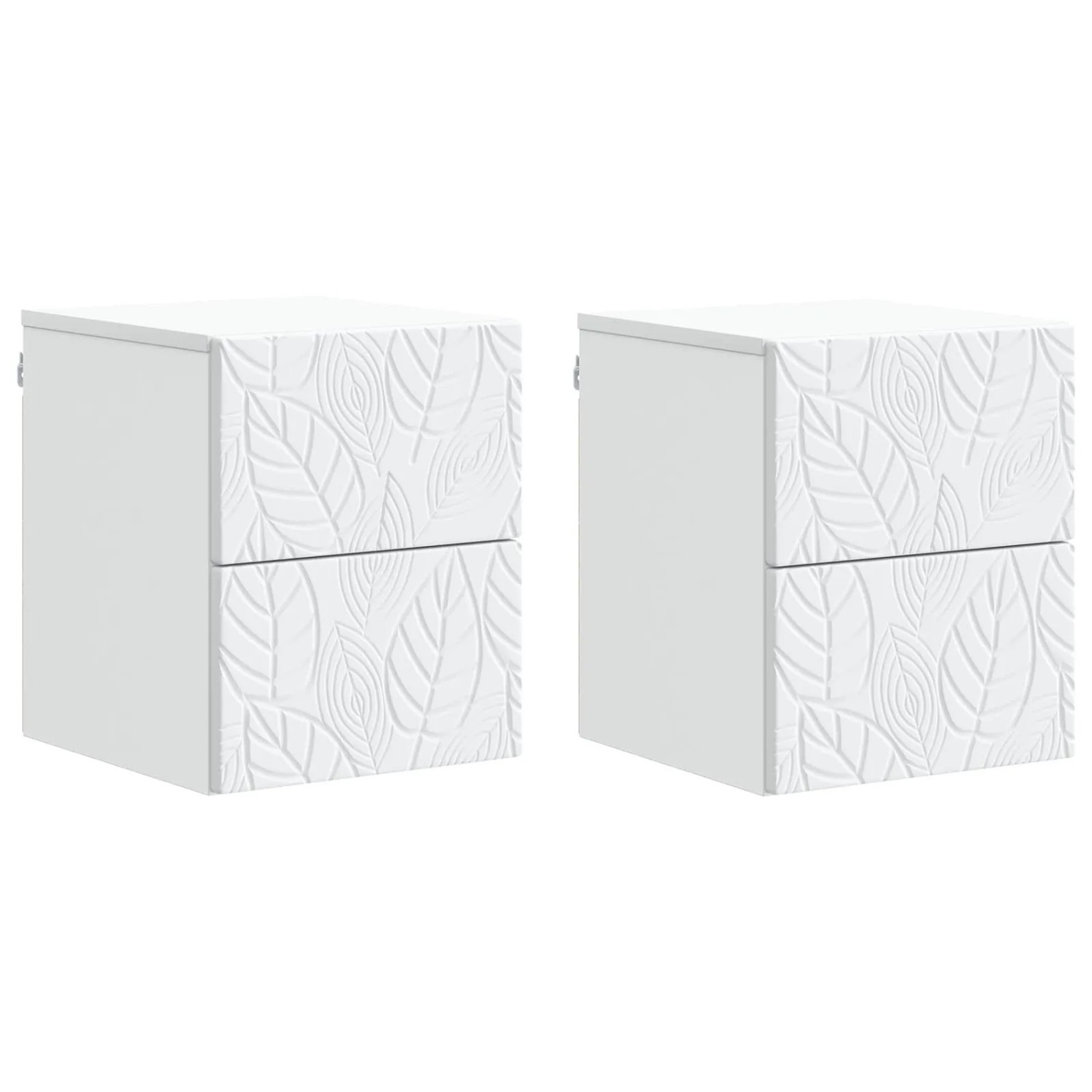 vidaXL Wandmontierter Nachttisch 2 Stk Weiß 34,5 x 33 x 40 cm 898806