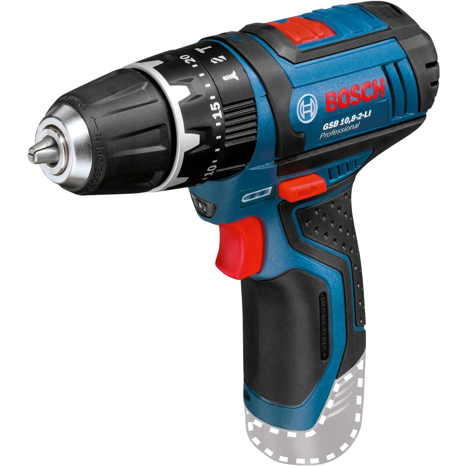 Bosch Professional GSB 12V-15 Akku-Schlagbohrschrauber, blau/schwarz, mit Bohrfutter.