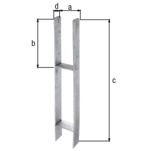 Feuerverzinkter Alberts H-Pfostenträger 111x300/800x60 mm zum Einbetonieren.