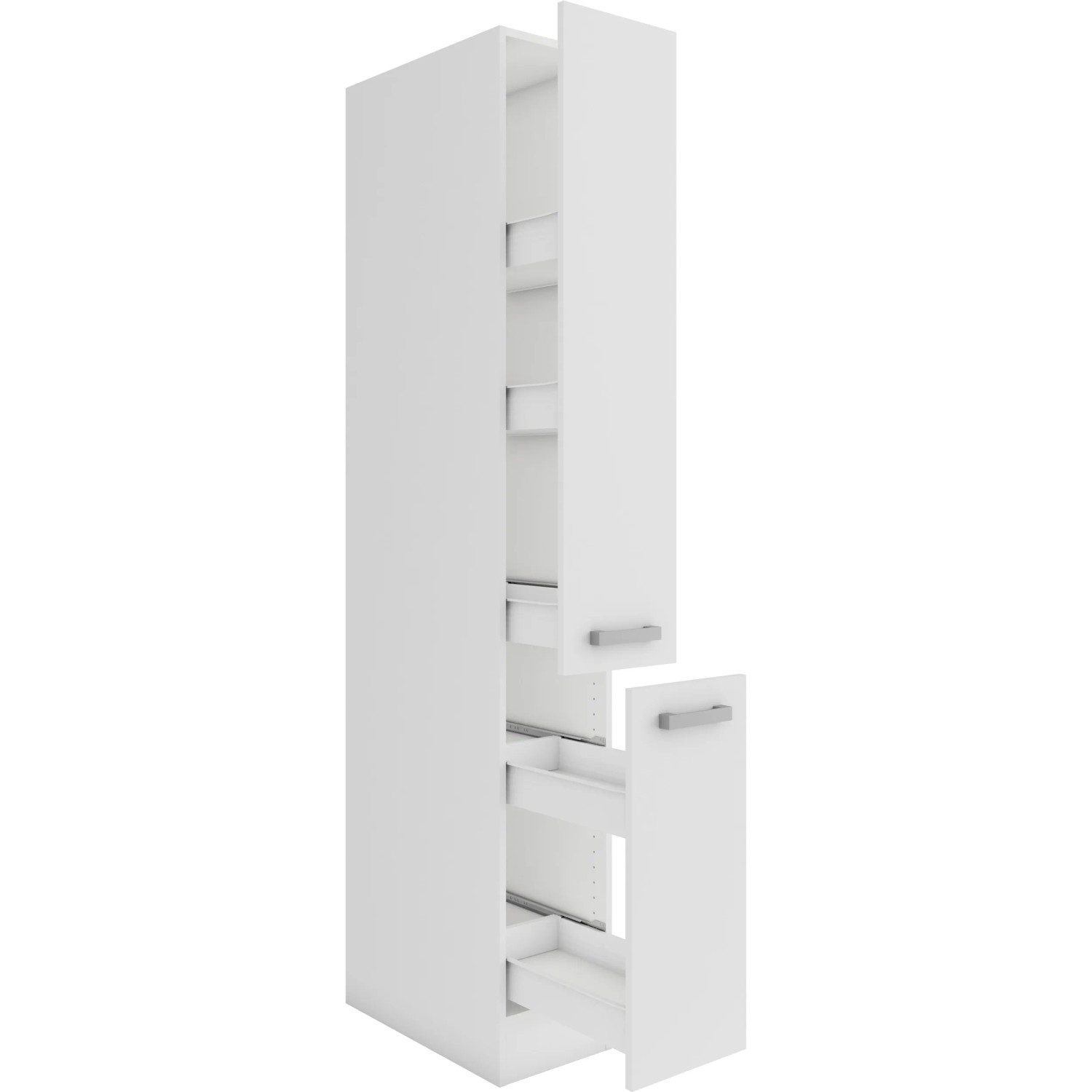 OPTIFIT Oslo214 Apothekerschrank, 30 cm, Feinstruktur Weiß, mit Auszügen und Metallschubkästen.