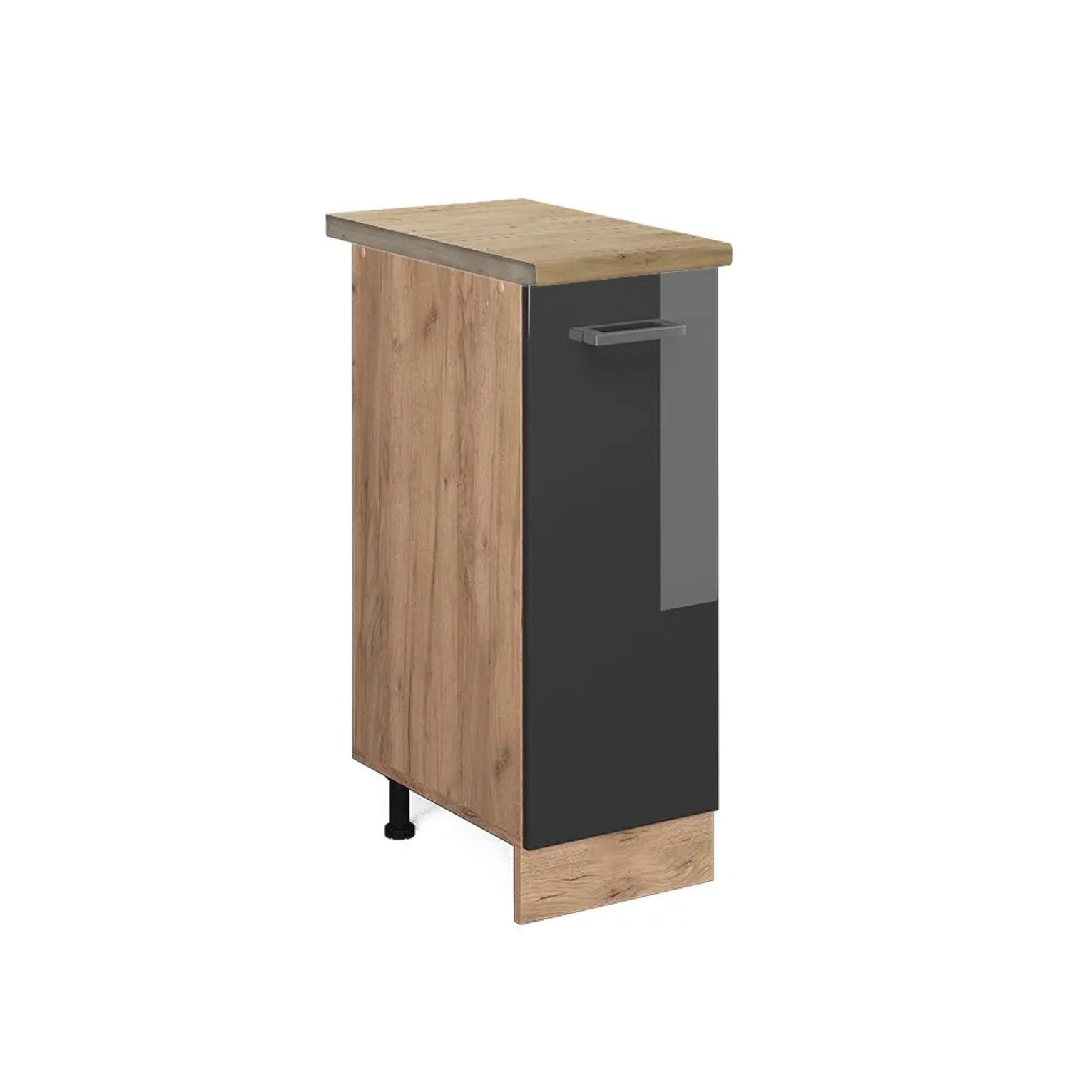 Vicco Apothekerschrank R-Line Anthrazit Hochglanz Goldkraft Eiche 30 cm AP Eiche