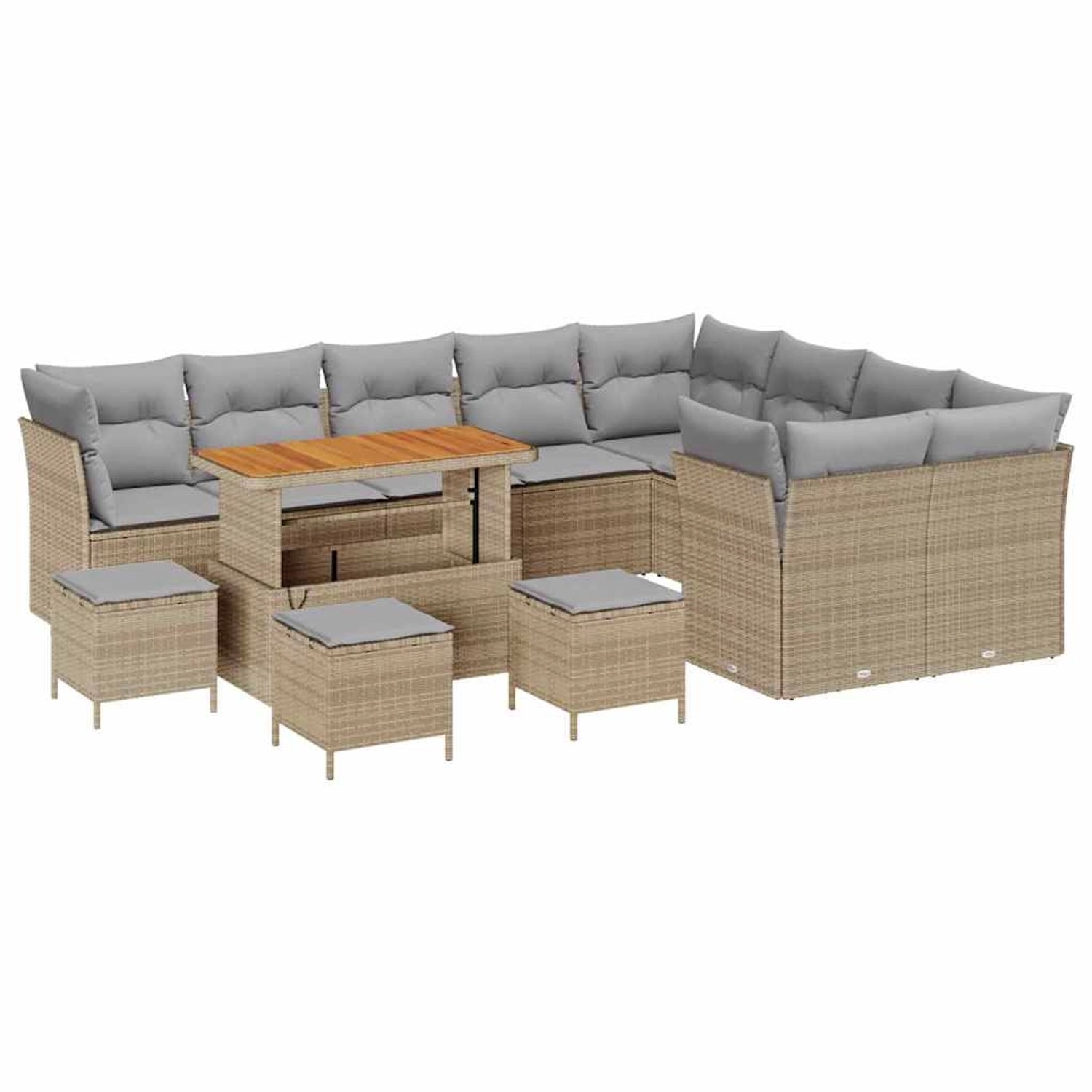 vidaXL Garten-Sofa-Set 13-Tlg Beige Poly Rattan 3361532 günstig online kaufen