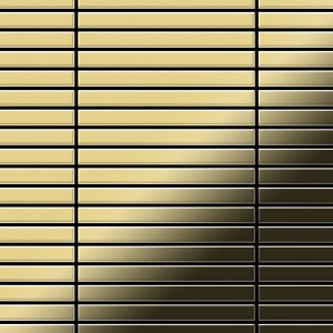 Mosaikfliese aus Messing, gewalzt, Gold, lineare Struktur, 10x100mm, 0,94m².