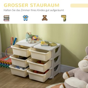 HOMCOM Schubladenschrank für Kinder mit sechs Schubladen zur Aufbewahrung von Spielzeug.
