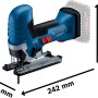 Bosch Professional Akku-Stichsäge GST 18 V-125 S mit Maßangaben.
