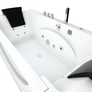 AcquaVapore Eck-Whirlpool W81-C 180x90 mit Farblicht, Armaturen und Nackenkissen.