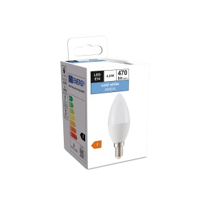 E14 LED Leuchtmittel in Kerzenform, 4,8 W, neutralweißes Licht.