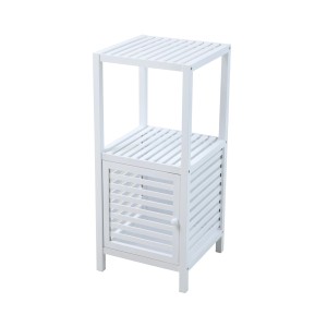 Svita Badregal S, freistehend, aus Bambus mit Tür und Regalfächern, weiß.