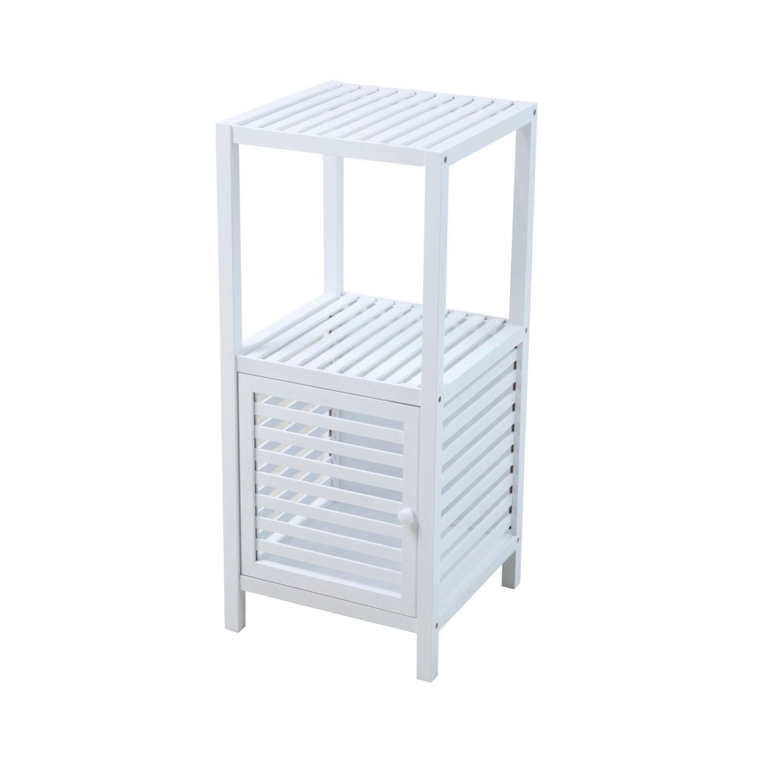 Svita Badregal S Mit Tür Badezimmerschrank Mit Regal Freistehend Bambus Wei günstig online kaufen