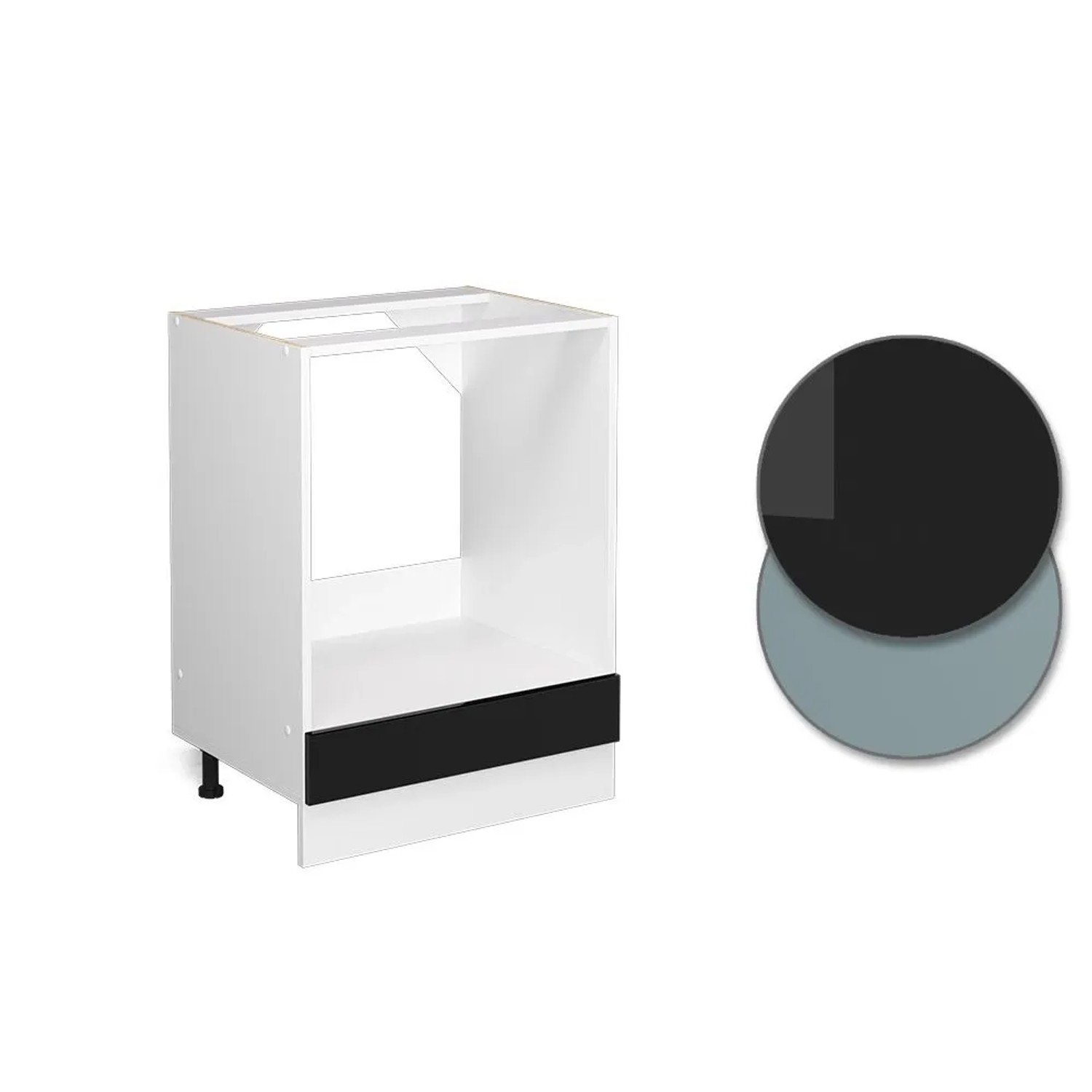 Vicco Herdumbauschrank R-Line Herdschrank Schwarz Hochglanz Weiß 60 cm AP Eiche
