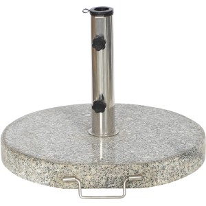 Siena Garden Schirmständer aus grauem Granit, Ø 50 cm, mit Edelstahlrohr und Tragegriffen.