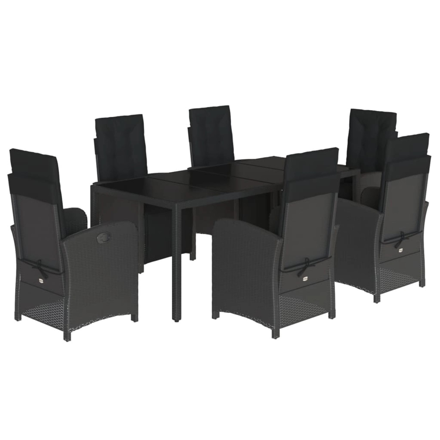 vidaXL 7-Tlg Garten-Essgruppe mit Kissen Schwarz Poly Rattan 3212460 günstig online kaufen