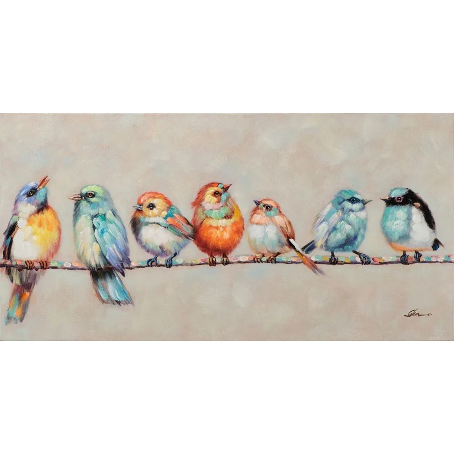 Art Universe Leinwandbild Vögelchen auf einem Ast 60 x 120 cm