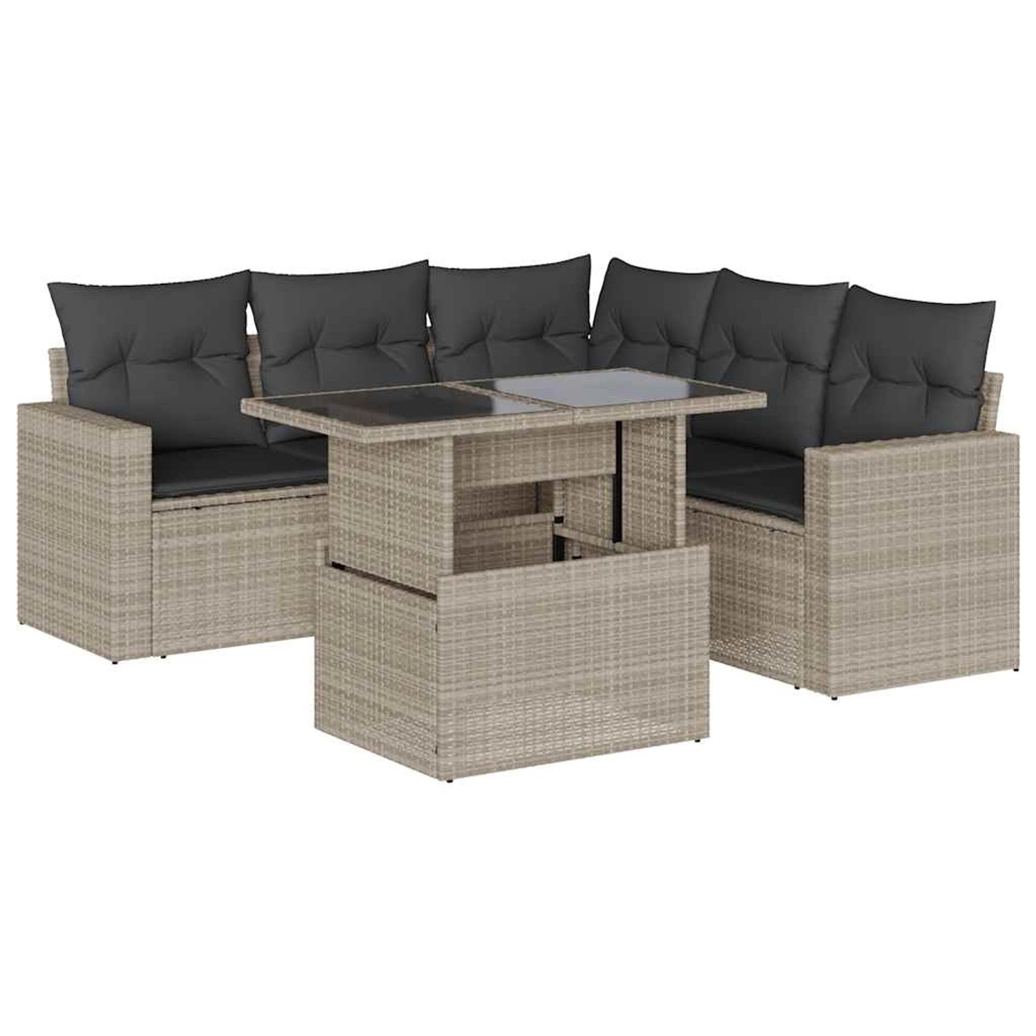 vidaXL 6-Tlg Garten-Sofagarnitur mit Kissen Hellgrau Poly Rattan 3267272 günstig online kaufen