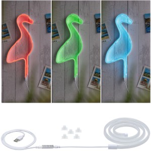 Paulmann Neon Colorflex LED-Streifen, 1m, RGB, USB-Anschluss, Flamingo-Design in verschiedenen Farben.