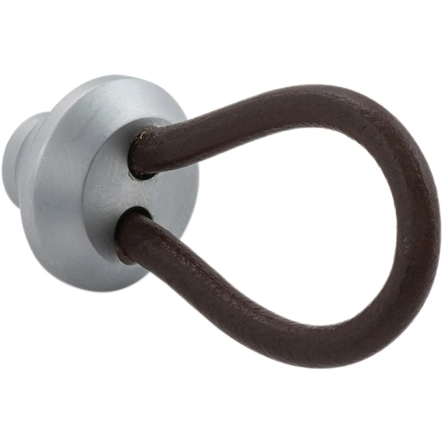 Technik Team Möbelknopf Valverde 24x52 mm Leder Dunkelbraun Messing Verchromt Matt
