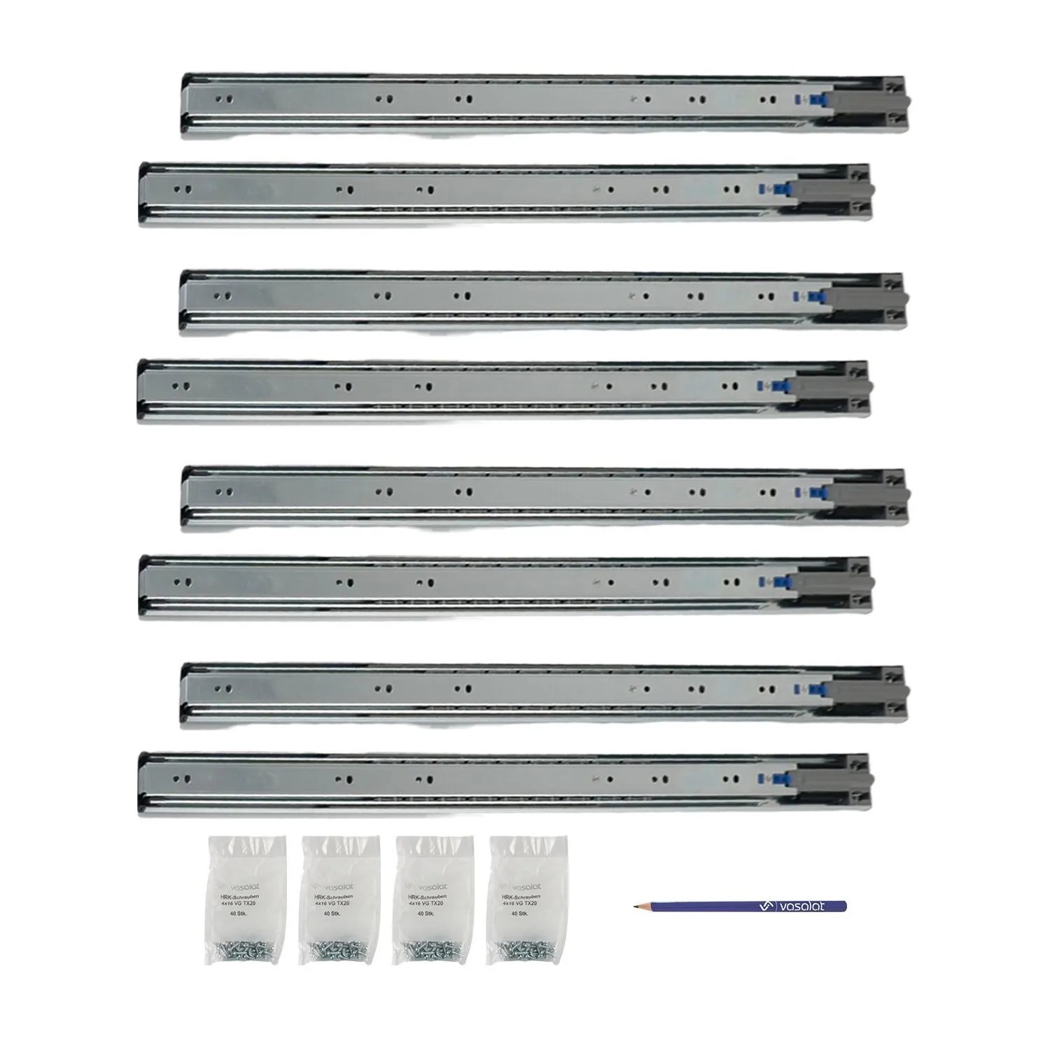 vasalat Kugelauszug 600mm Softclose Kugelführung - Vollauszug mit Dämpfung - 4 Paar