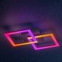 Moderne Eglo LED Deckenleuchte RGBIC, 2-flammig, mit dynamischen Farbwechseln und quadratischem Design.