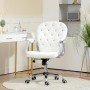 Weißer, ergonomischer Vinsetto Bürostuhl mit Knopfheftung und Chromgestell für Home Office.