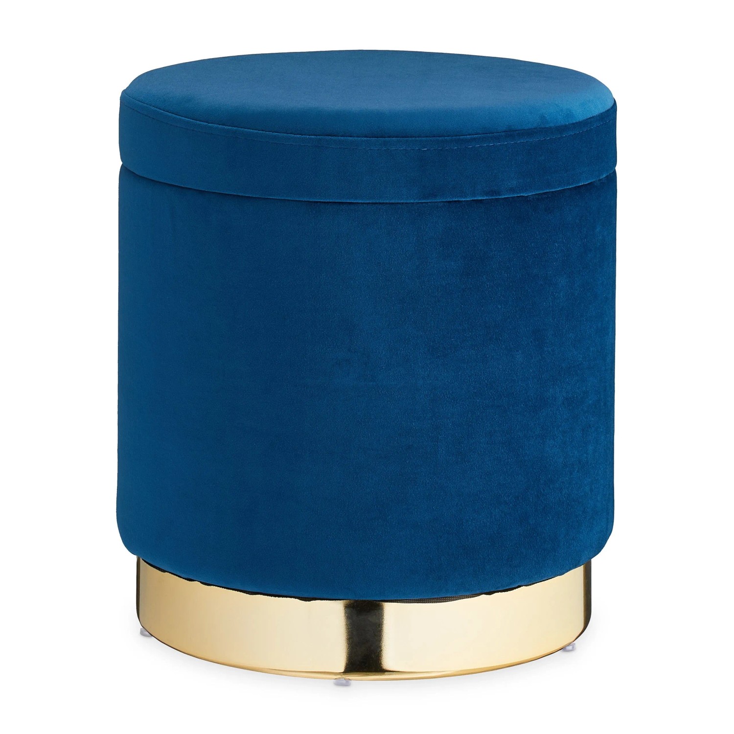 Relaxdays Polsterhocker Samt Dunkelblau Gold mit Stauraum 41,5 cm x 37 cm 4,5 kg