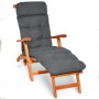 Beautissu Flair DC Deckchair Auflage 200x50x8cm Graphitgrau auf Holzliege.