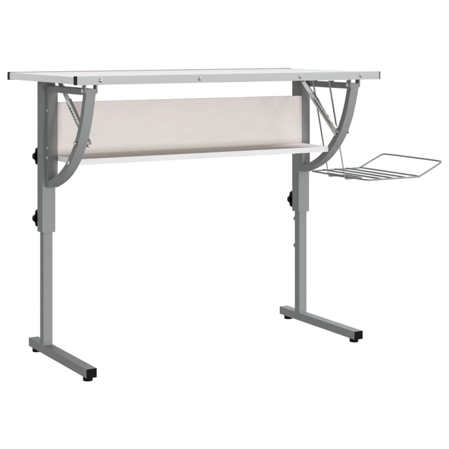 vidaXL Basteltisch Weiß & Grau 110 x 53 x 58-87 cm Holzwerkstoff & Stahl 34 günstig online kaufen