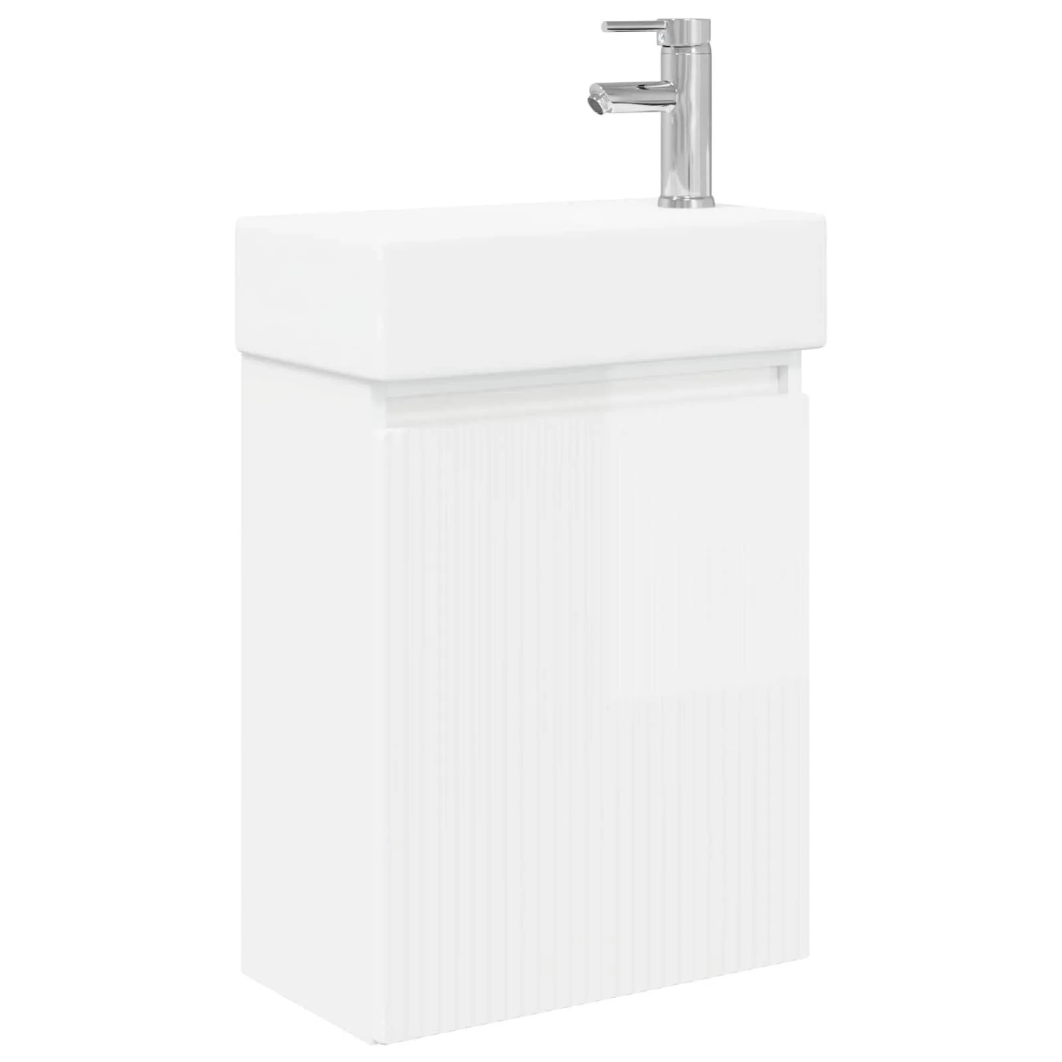 vidaXL Badezimmer Waschtischunterschrank mit Wasserhahn Hochglanz Weiß 889455