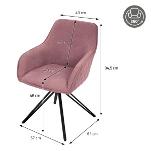 ML-Design Esszimmerstuhl, drehbar, altrosa Webstoff, Armlehne, Rautensteppung.