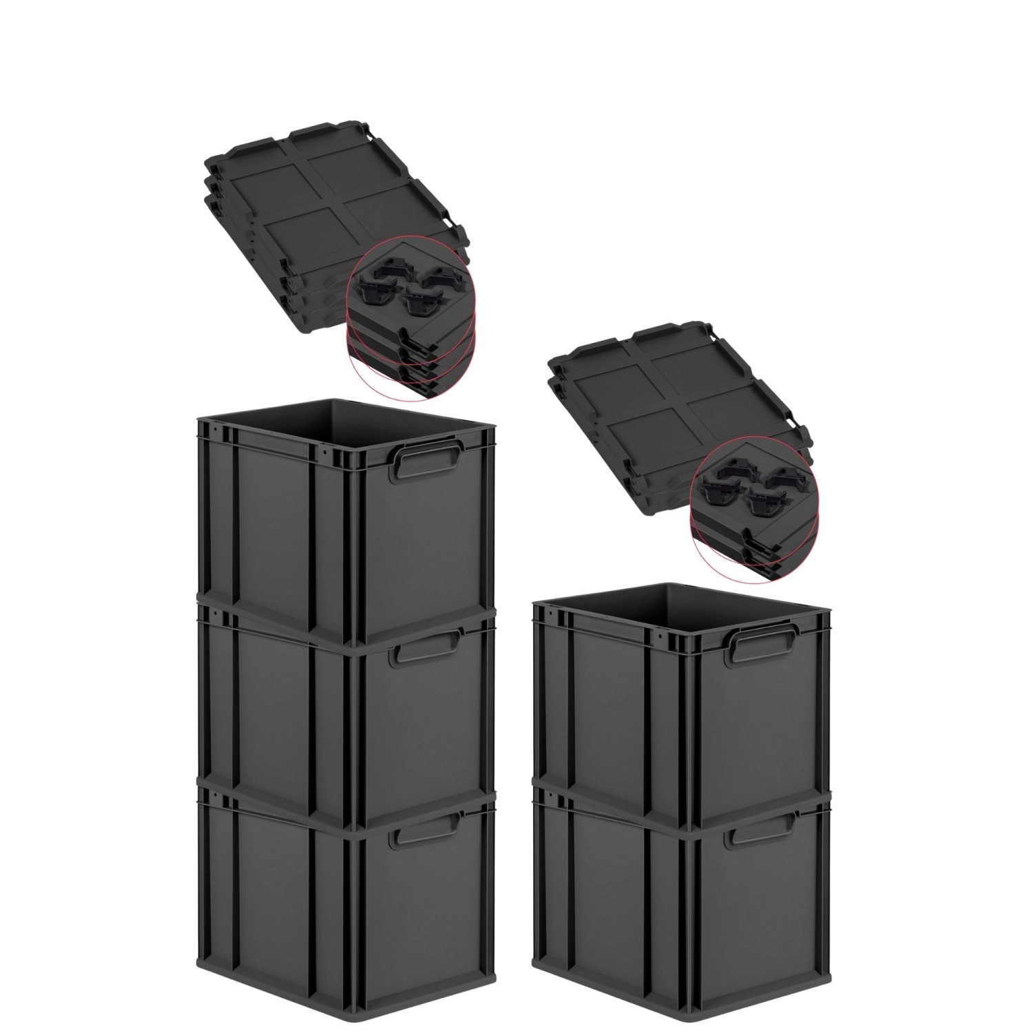 PROREGAL SparSet 5x Eurobox Nextgen Grip Mit Auflagedeckel Und Schwarzen Ve günstig online kaufen