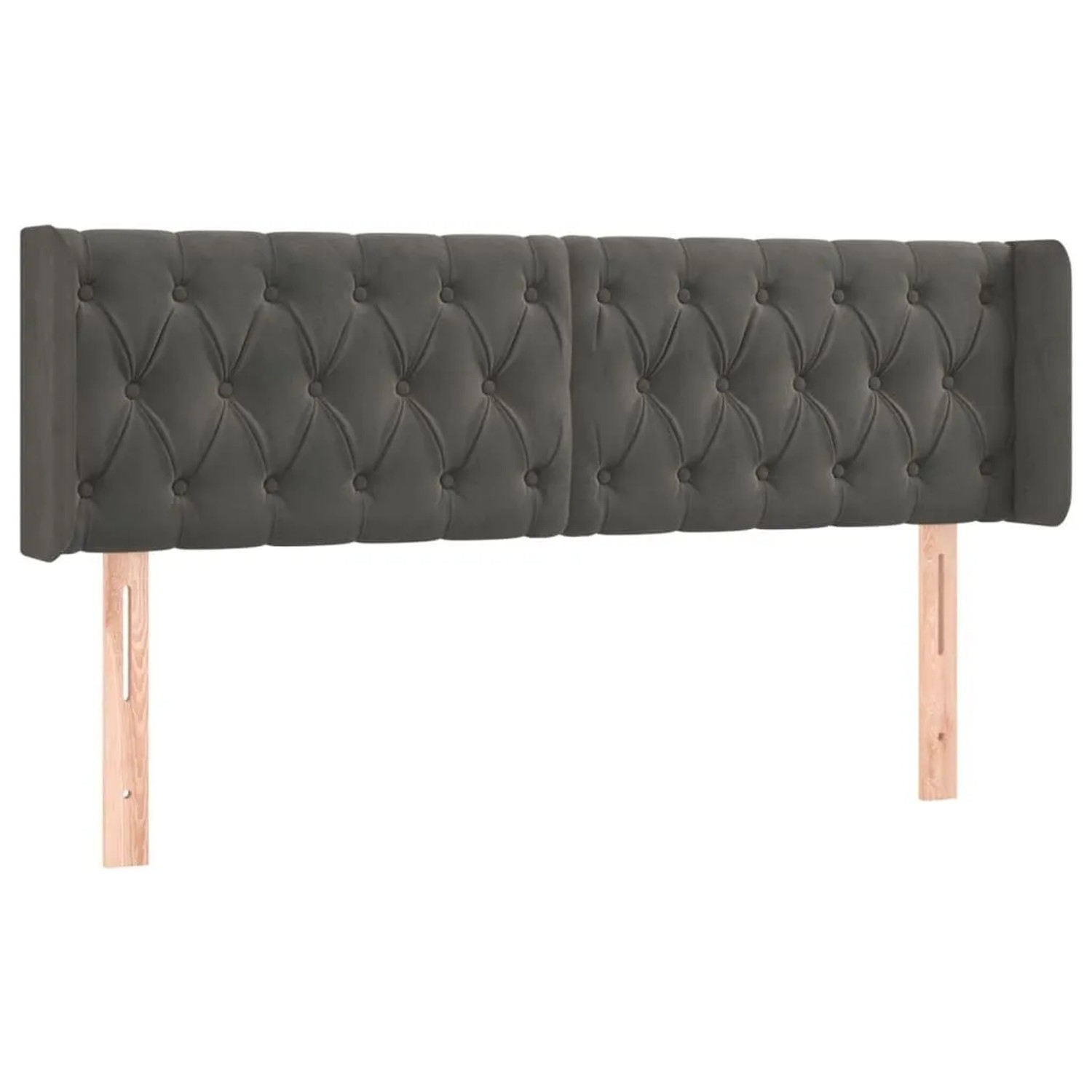 vidaXL Kopfteil mit Ohren Dunkelgrau 163x16x78/88 cm Samt 3119159