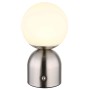 Globo Tischleuchte Julsy, 21 cm, Nickel matt, mit runder, leuchtender Kugel. LED-Tischleuchte.