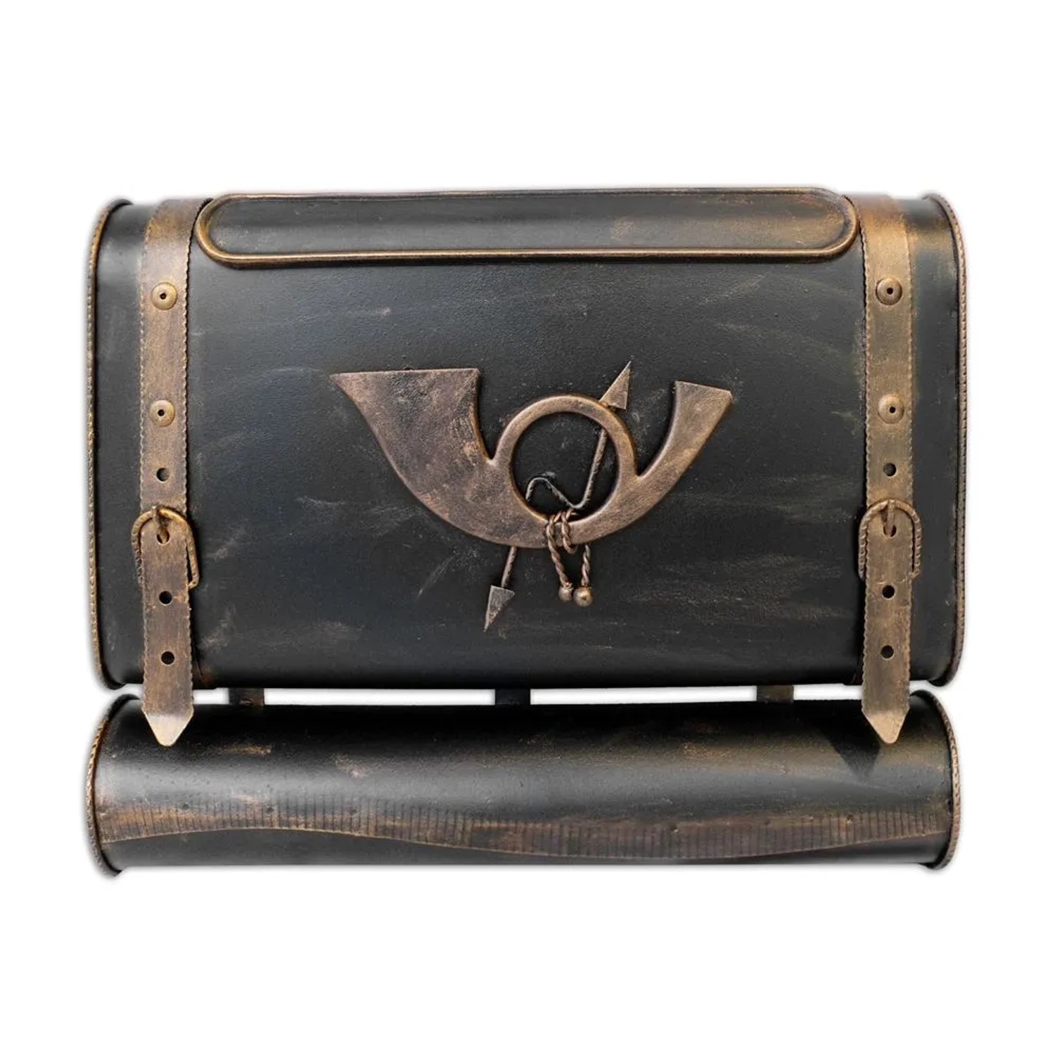 HMF 509-23 Briefkasten Antiker Koffer mit POSTHORN 38 x 45 x 10 cm Gold günstig online kaufen