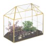 Relaxdays Pflanzenterrarium Glas Gold Mit Dachfenster 27 x 30 x 15 cm 1,9 kg
