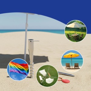 Relaxdays Bodenhülse Stahl Silber mit 5 Adaptern für Sonnenschirm, Wäschespinne, Fahnenmast. Ideal für Garten & Strand.
