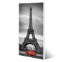 Banjado Magnettafel mit Paris-Motiv: Eiffelturm und rotes Auto. Dekorative Magnetwand, 37x78cm.