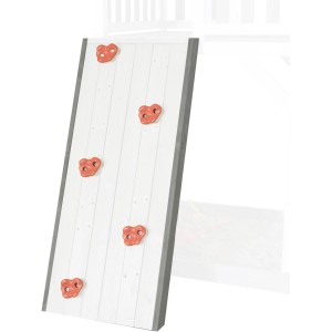 Sunny Spielhaus Kletterwand aus Holz mit roten Klettergriffen. Zubehör für Gartenspielgeräte.